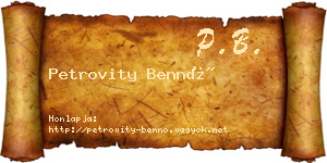 Petrovity Bennó névjegykártya